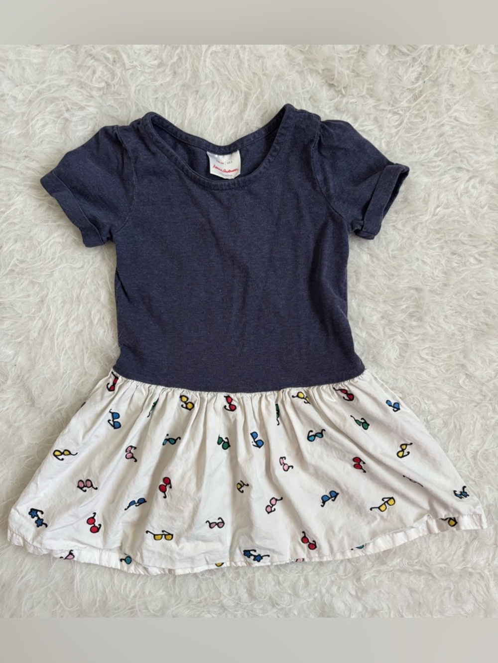 Hanna Andersson Girls Dress with Embroidered Colorful Sunglasses AOP